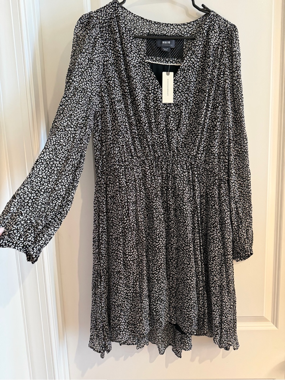 Maeve Black and White Abstract Spot Dress